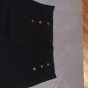 Black Pencil Pant with gold Button detailing with a stretchy waist band